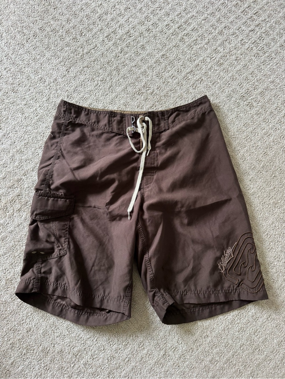 Billabong Men's Brown drawstring Cargo Swim Trunks shorts size 34